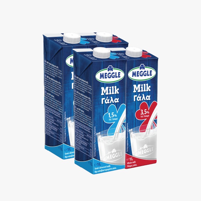 Meggle Milk Full Fat / Semi Skimmed 4x1 L 